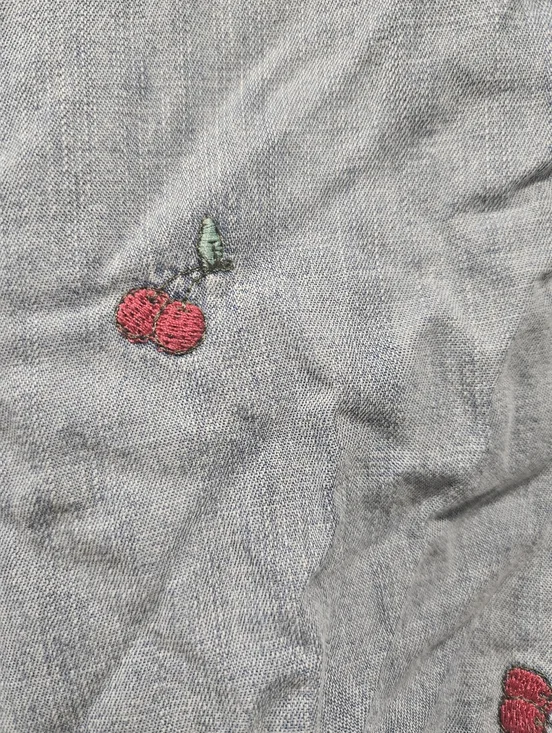 Kensie Jeans Cherry Embroidered Chambray Denim Shirt Large - Picture 7 of 7
